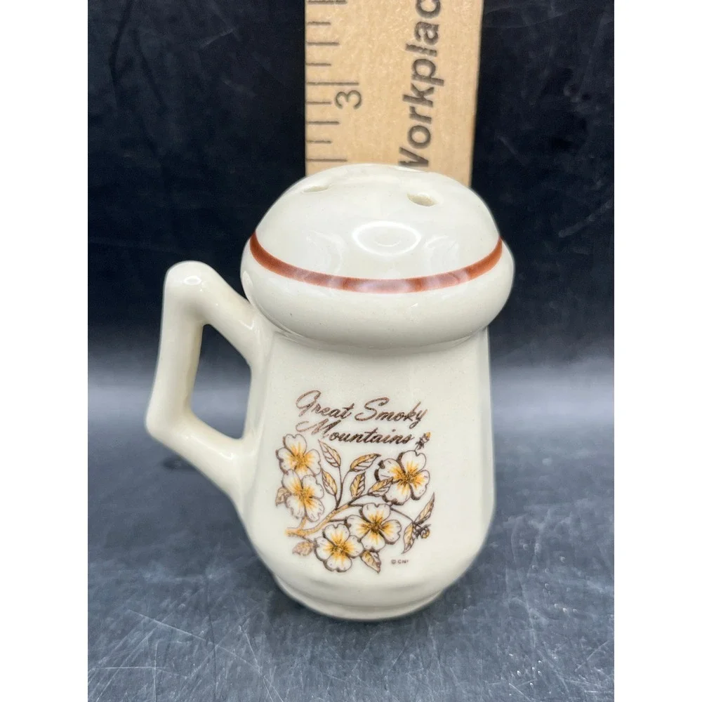 Vtg Ceramic Great Smoky Mountain Floral Salt & Pepper Shakers 2.75